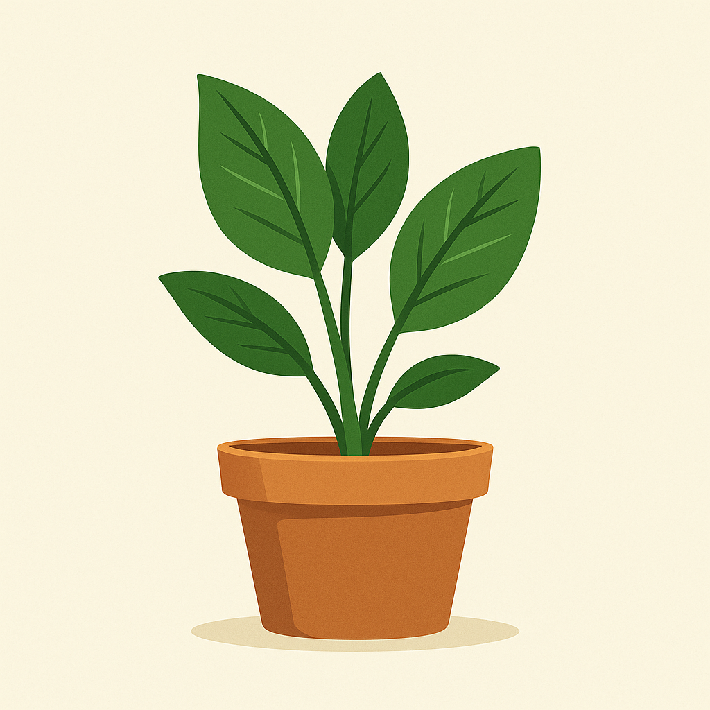 Potted plant with green leaves