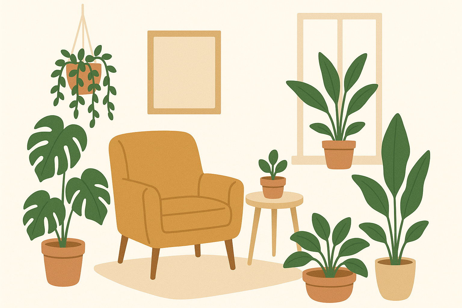Collection of beautiful houseplants